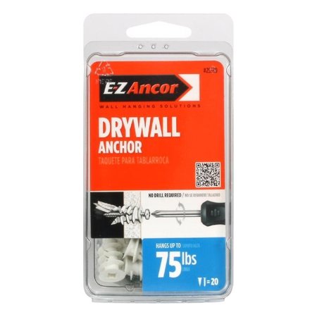 EZ ANCOR E-Z Ancor Screw Anchor, 1-1/4" L, Nylon, 20 PK 25210